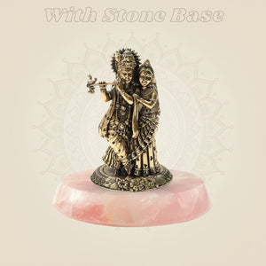 Brass Radha Krishna Idol 4"β Graceful Flute - Playing Murti for Home - Luxeartisanship
