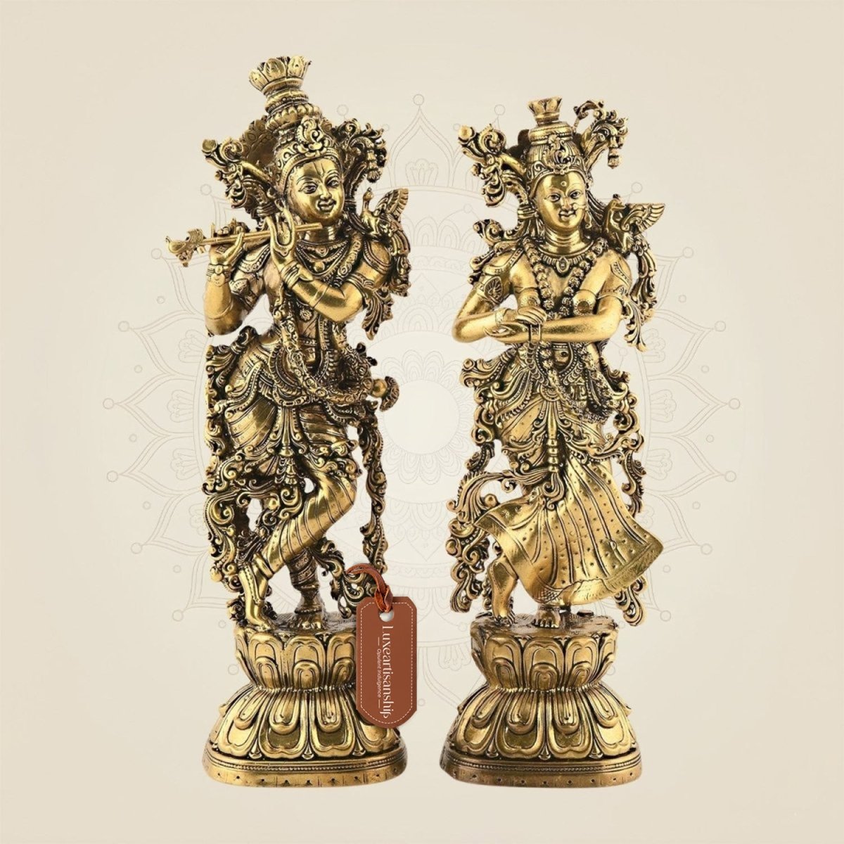 Brass Radha Krishna Idol 9.5"