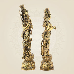 Brass Radha Krishna Idol for Aarti & Decor