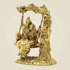 Brass 6 inch Radha Krishna on Swing Murti