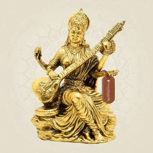 Brass Saraswati Maa Idol - Room - Luxeartisanship