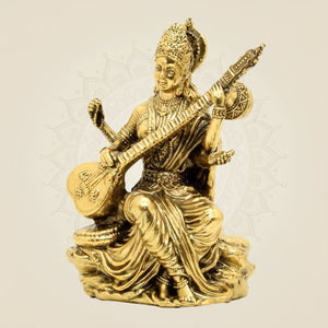 Brass Saraswati Murti - Room - Luxeartisanship