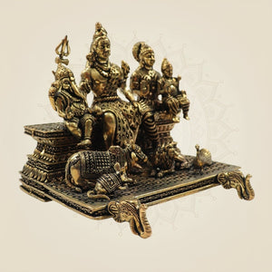 Brass Shiv Parivar Idol 4" for Home Temple & Spiritual Decor - Luxeartisanship
