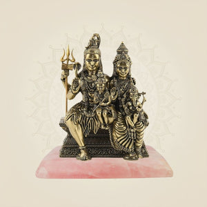 Brass Shiv Parivar Idol 4" – Shiva, Parvati, Ganesh & Kartikeya Family Murti - Luxeartisanship