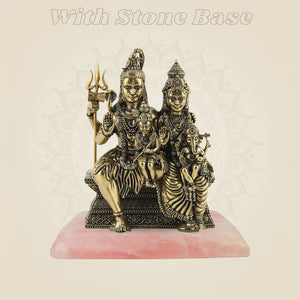 Brass Shiv Parivar Idol on Gemstone base