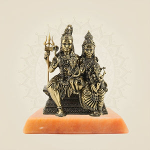 Brass Shiv Parivar Idol 4" – Shiva, Parvati, Ganesh & Kartikeya Family Murti - Luxeartisanship