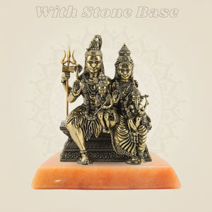 Brass Shiv Parivar Statue on stone base