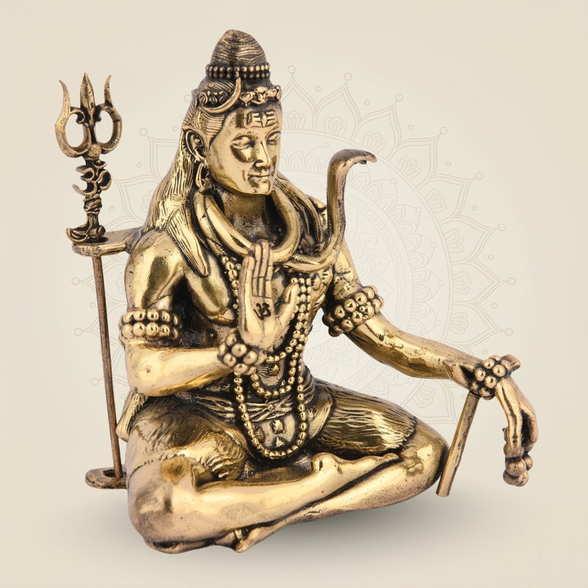 Brass Shiva in Dhyan Pose Idol 4.25" – Serene Mahadeva Statue - Luxeartisanship