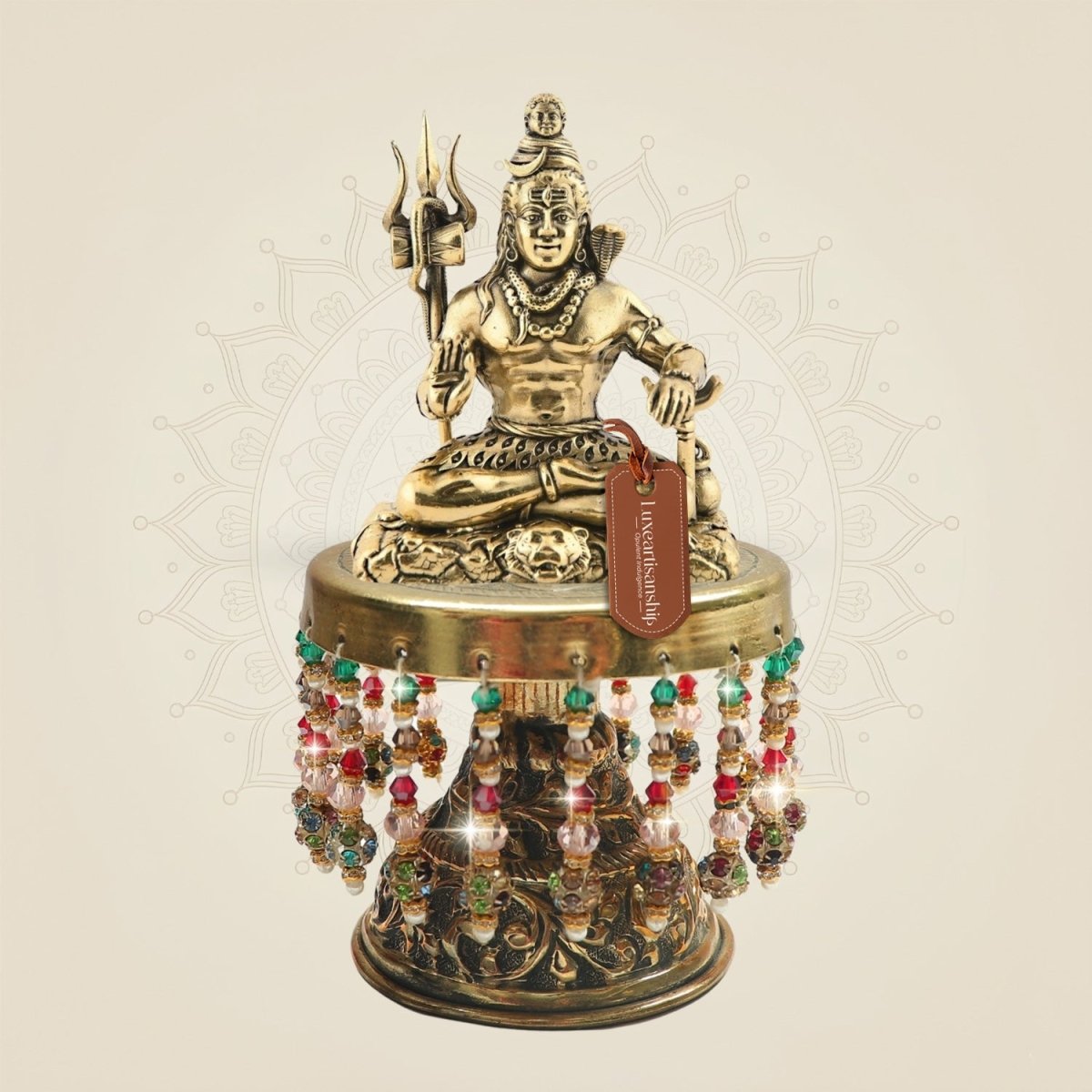 Brass Shiva in Meditation Statue on Chowki 5.25"– Divine Stillness Form - Luxeartisanship
