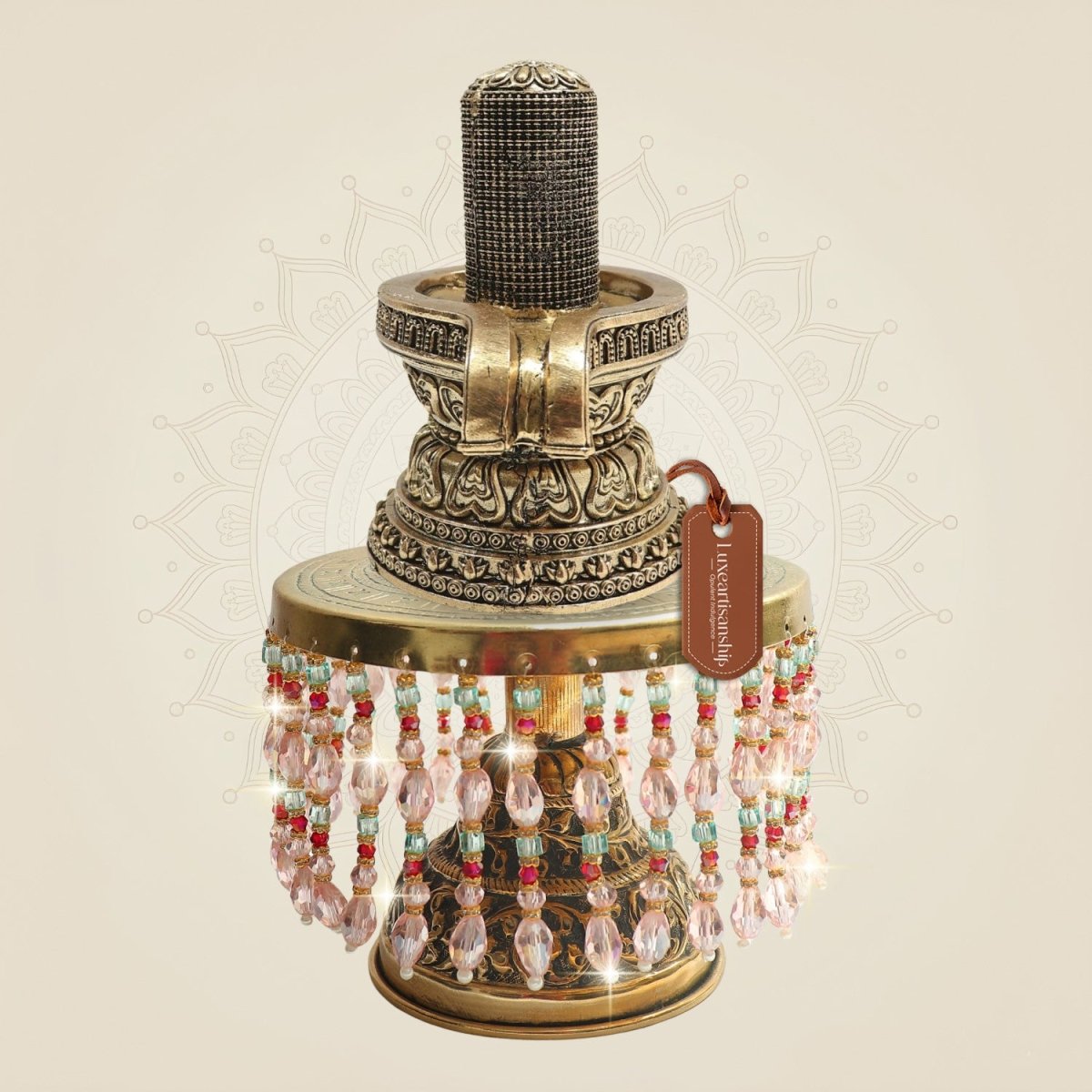 Brass Shiva Lingam on Chowki Suitable for Home Temple Use 9" - Luxeartisanship