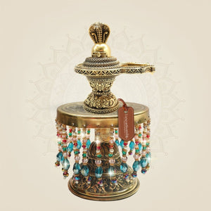 Brass Shiva Lingam with Serpent Hood on Chowki 8.5" - Luxeartisanship