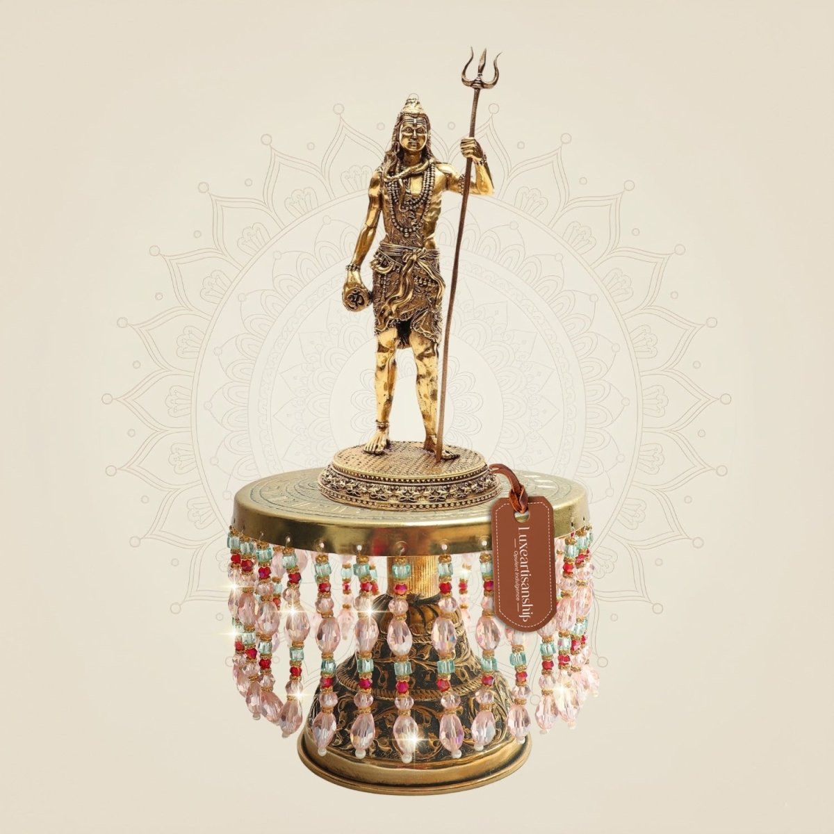 Brass Shiva Murti in Standing Pose on Chowki – Fierce - Luxeartisanship