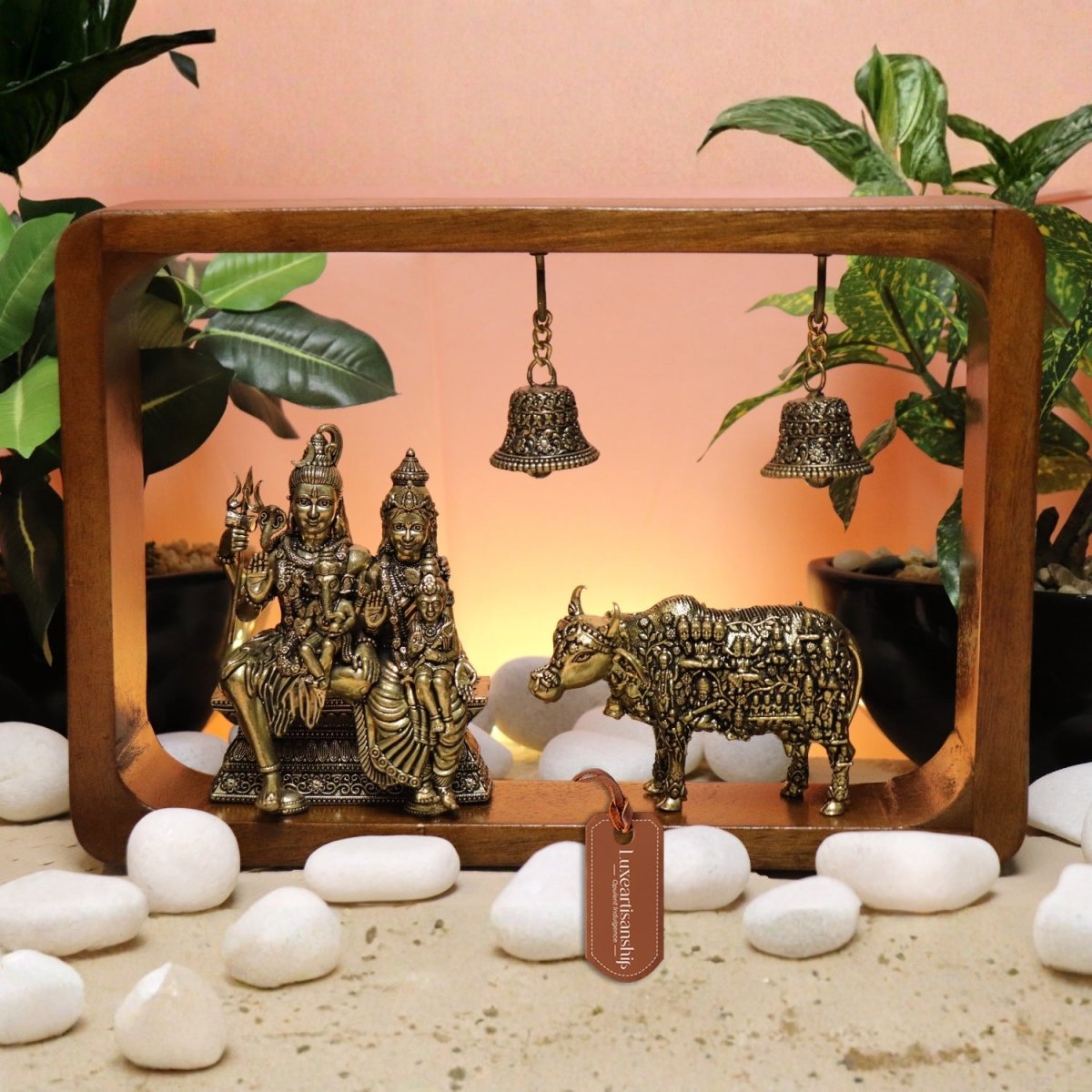 Brass Shiva Idol in Wooden Frame