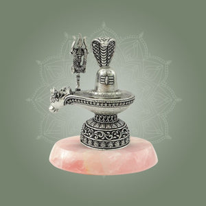 Brass Shiva Lingam Idol – Luxeartisanship Silver Finish with Stone Base