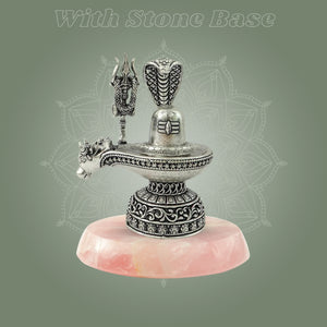 Brass Shiva Lingam Idol β Luxeartisanship Silver Finish with Stone Base