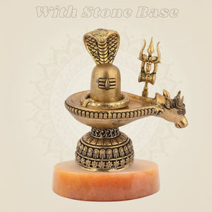 Brass Shivling with Snake Idol – 4" Sacred Shiva Linga for Pooja, Temple & Gifting - Luxeartisanship