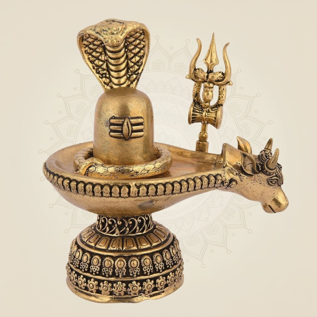 Brass Shivling with Snake Idol - Luxe Artisanship