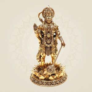 Brass Standing Hanuman Idol on Lotus