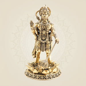 Brass Standing Hanuman Idol on Lotus
