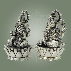 Silver Ganesha Laxmi Idol