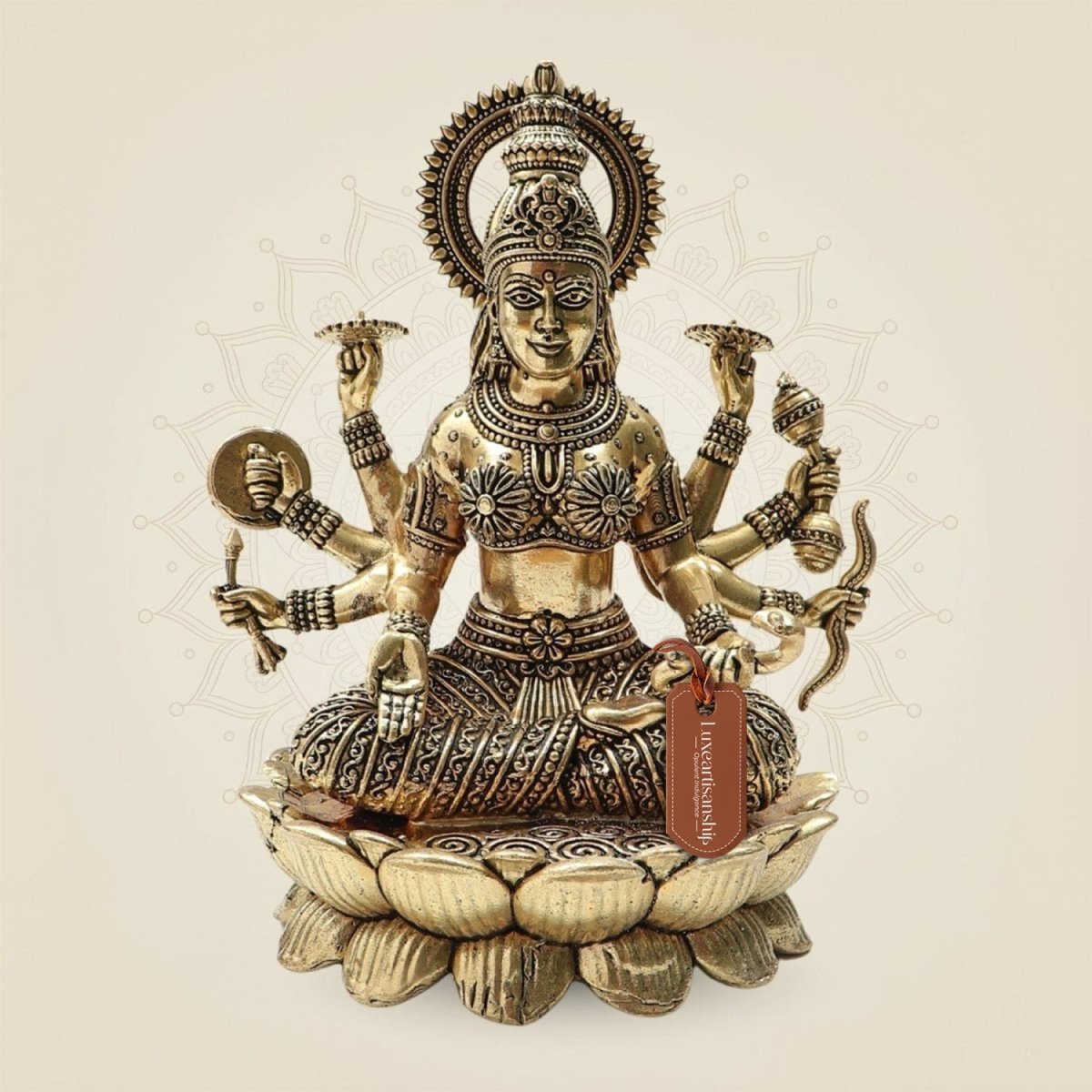 Brass Superfine Vijaya Lakshmi Idol 7" – Handcrafted for Devotion & Harmony - Luxeartisanship