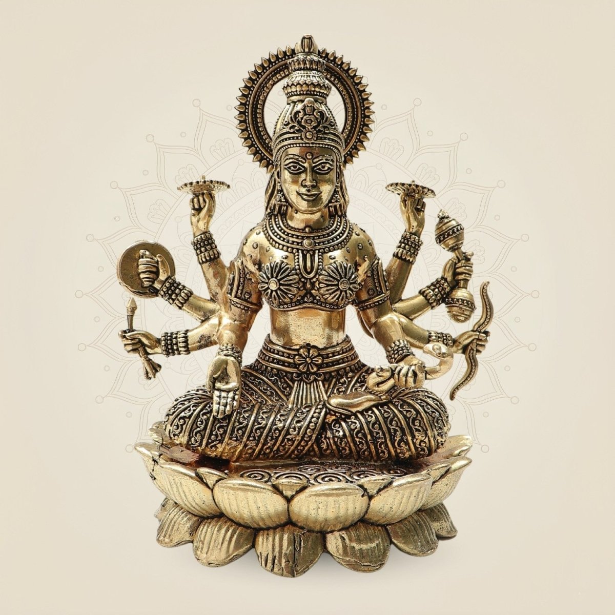 Brass Superfine Vijaya Lakshmi Idol 7" – Handcrafted for Devotion & Harmony - Luxeartisanship