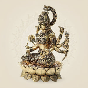 Brass Superfine Vijaya Lakshmi Idol 7" – Handcrafted for Devotion & Harmony - Luxeartisanship