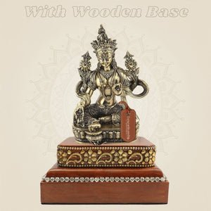 Brass Goddess Tara Maa Murti on Wood Base for Sacred Decor