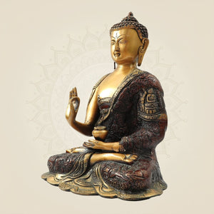Brass Tibetan Medicine Buddha Idol – 11.5"