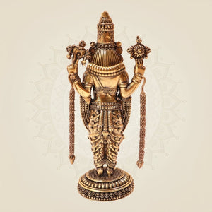 Brass Tirupati Balaji Idol 6" with Padmavati – Venkateswara Murti for Home & Puja - Luxeartisanship