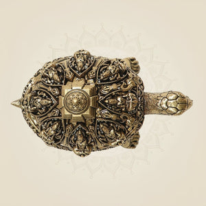 Brass Tortoise with Ashtalakshmi Shree Yantra - Luxeartisanship