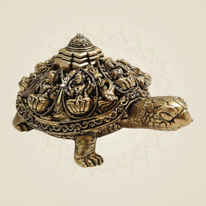 Brass Tortoise with Ashtalakshmi Shree Yantra - Luxeartisanship