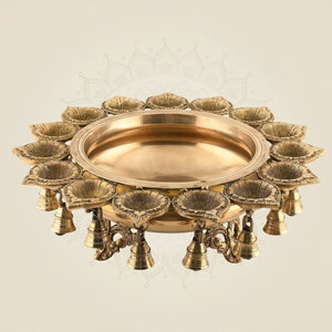 Brass Urli with Diya & Bells