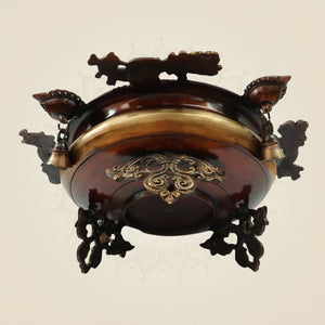 Brass Urli with Peacock Motifs & Hanging Bells