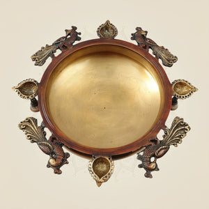 Brass Urli with Peacock Motifs