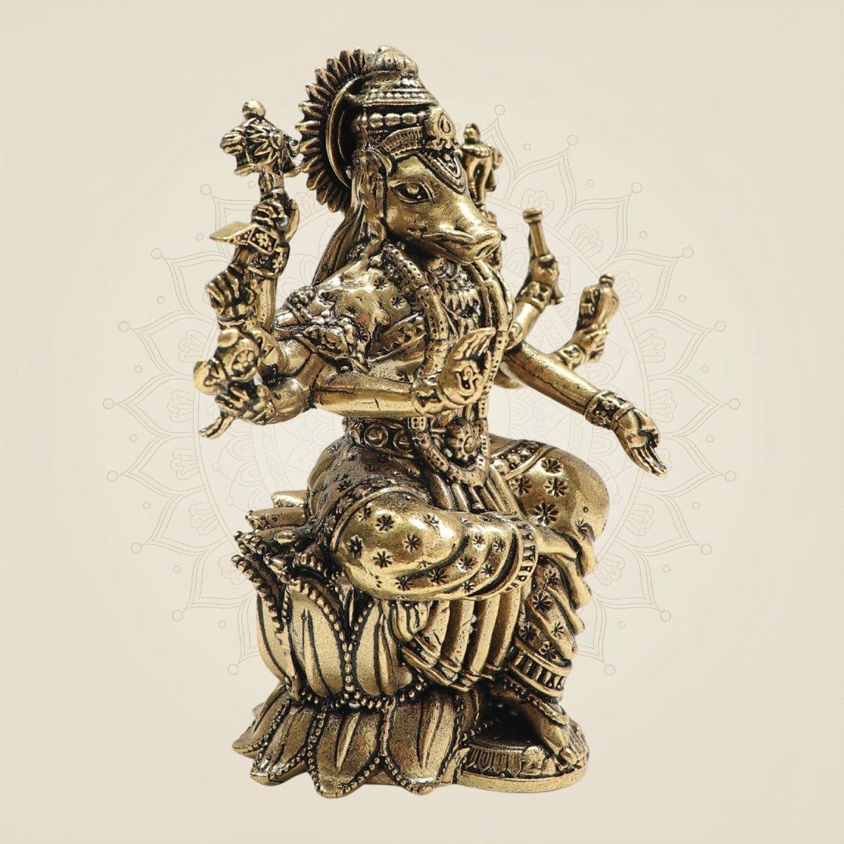 Brass Varaha Dev on Lotus – A Sacred Form of Strength - Luxeartisanship