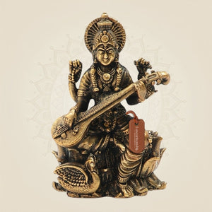 Bronze Chaturbhuja Saraswati Idol - Luxeartisanship