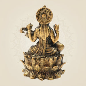 Bronze Chaturbhuja Saraswati Idol on Lotus – Graceful Goddess Murti - Luxeartisanship