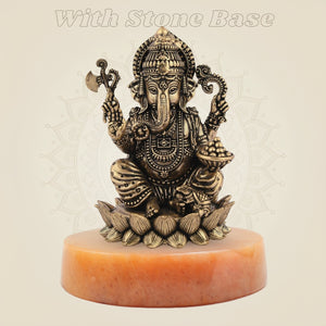 Chaturbhuj Ganesha on stone base