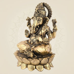 Chaturbhuj Ganesha Brass Lightweight Pure Brass Statue