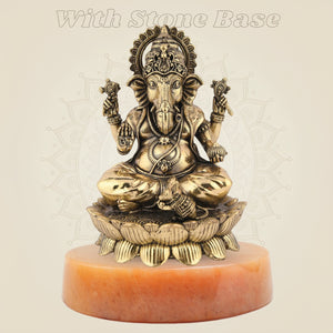 Chaturbhuj Ganesha on gemstone base