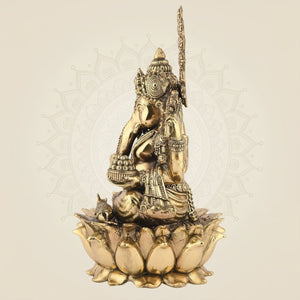 Chaturbhuj Ganesha Brass Idol– 9.25" Handcrafted Murti For Pooja & Decor - Luxeartisanship