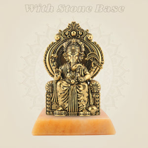 Chaturbhuj Ganesha on stone base