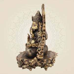 Chaturbhuj Ganesha Handcrafted Brass Murti