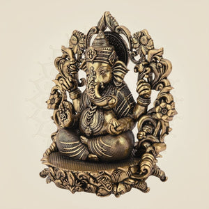 Brass Chaturbhuj Ganesha with Darbaar Idol