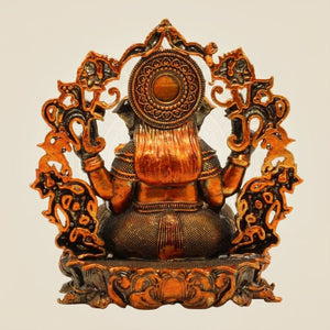 Chaturbhuj Ganesha with Darbaar – 3.75" Handcrafted Brass Murti