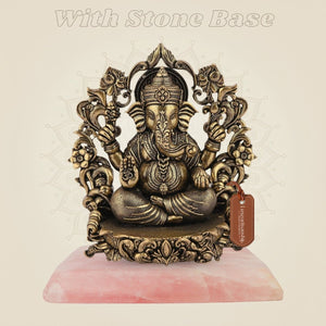 Chaturbhuj Ganesha with Darbaar Idol with stone base