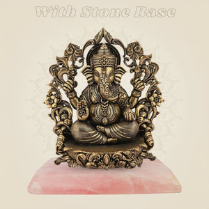 Chaturbhuj Ganesha with Darbaar Idol with stone base
