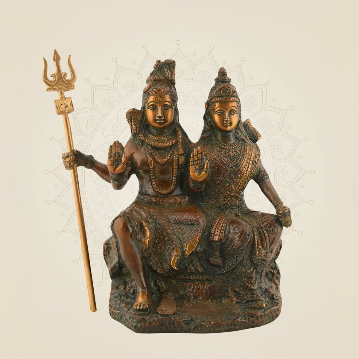 Colored Brass Shiv Parvati Idol