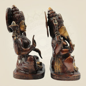 Colorful Brass Laxmi Ganesha Statue for Temple